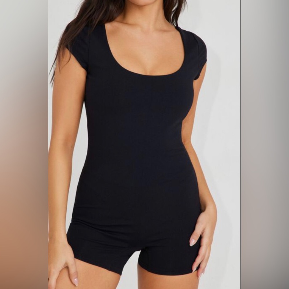 2/$99 Garage Nikki Open Back Black T-Shirt Romper
